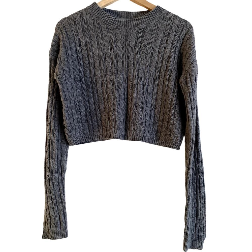 UK 2 LA Cropped Gray Sweater-Size Medium-Soft-EUC